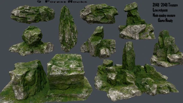 forest rocks 3D Model .c4d .max .obj .3ds .fbx .stl .blend 