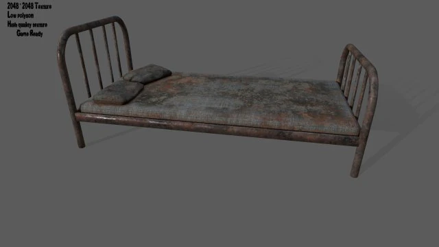 old bed 3D Model .c4d .max .obj .3ds .fbx .stl .blend 