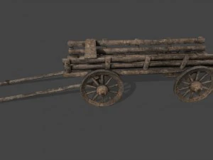 लकड़ी की गाड़ी 3D मॉडल