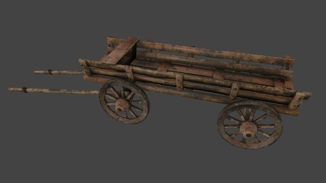 woodencart 3D Model .c4d .max .obj .3ds .fbx .stl .blend