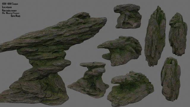 rocks set 3D Model .c4d .max .obj .3ds .fbx .stl .blend