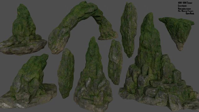 forest rocks 3D Model .c4d .max .obj .3ds .fbx .stl .blend 