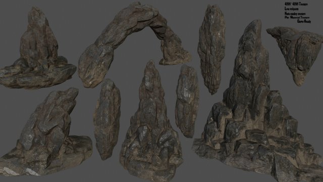 desert rocks set 3D Model .c4d .max .obj .3ds .fbx .stl .blend 