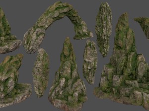 mossy rocks set 3D Model