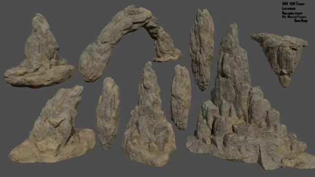 desert rocks 3D Model .c4d .max .obj .3ds .fbx .stl .blend