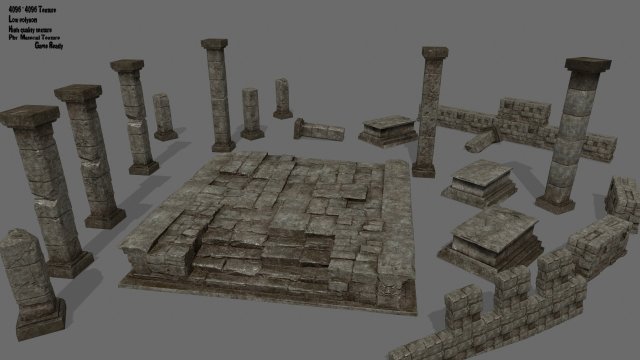 ruin set 3D Model .c4d .max .obj .3ds .fbx .stl .blend 