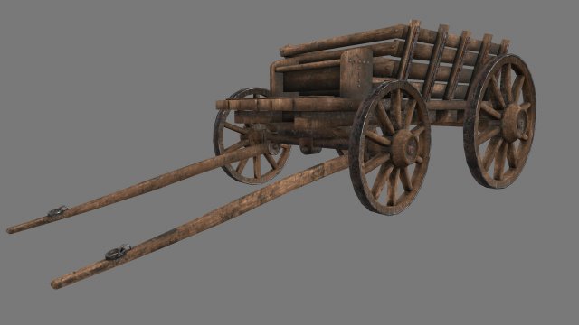 woodencart 3D Model .c4d .max .obj .3ds .fbx .stl .blend 