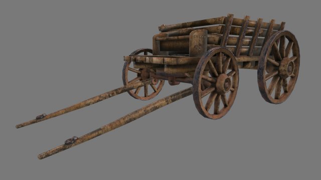 woodencart Modello 3D .c4d .max .obj .3ds .fbx .stl .blend 