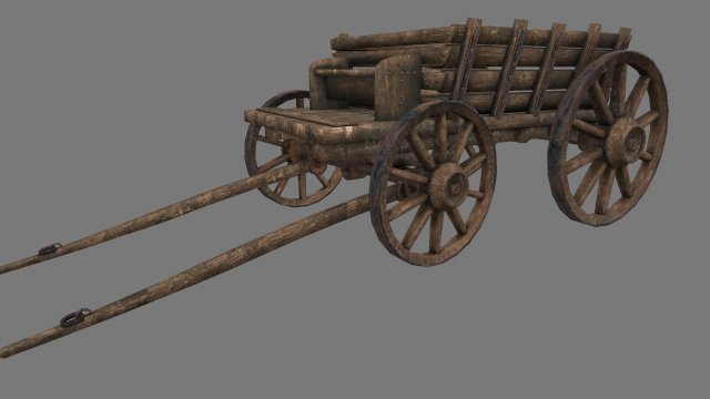 woodencart 3D Model .c4d .max .obj .3ds .fbx .stl .blend 