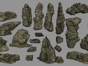 mossy rocks 3D Model