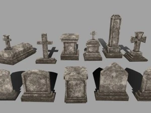 set batu nisan Model 3D