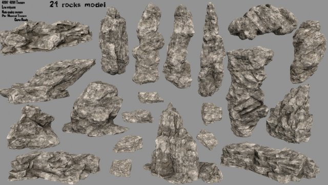 desert rocks 3D Model .c4d .max .obj .3ds .fbx .stl .blend 