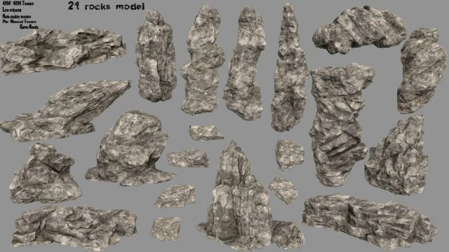 desert rocks 3D Model .c4d .max .obj .3ds .fbx .stl .blend 