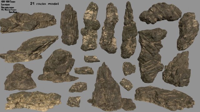 desert rocks 3D 模型 .c4d .max .obj .3ds .fbx .stl .blend 