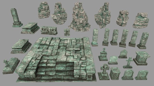 ruin set 3D Модель .c4d .max .obj .3ds .fbx .stl .blend 
