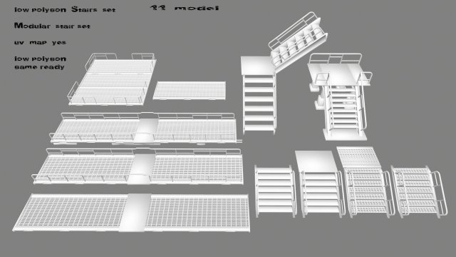 stairs Model 3D .c4d .max .obj .3ds .fbx .stl .blend 