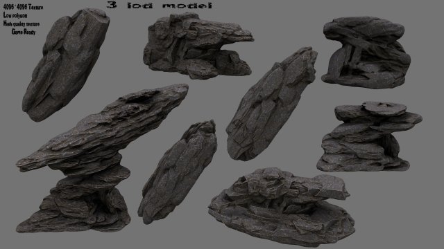 rocks 3D Model .c4d .max .obj .3ds .fbx .stl .blend 