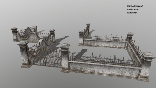 wall set 3D मॉडल .c4d .max .obj .3ds .fbx .stl .blend 