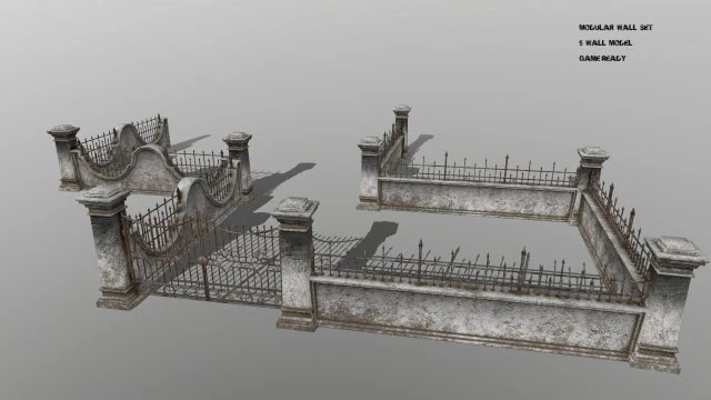 wall set 3D Model .c4d .max .obj .3ds .fbx .stl .blend 