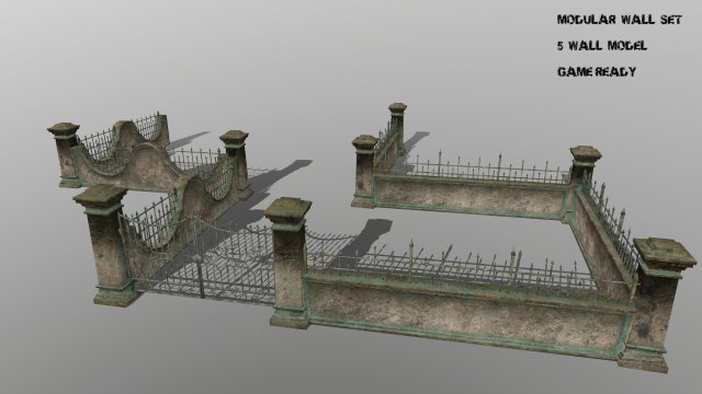 wall set 3D मॉडल .c4d .max .obj .3ds .fbx .stl .blend 