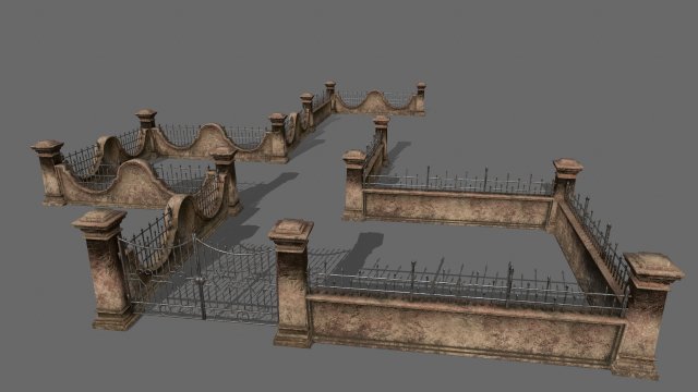 wall set 3D मॉडल .c4d .max .obj .3ds .fbx .stl .blend