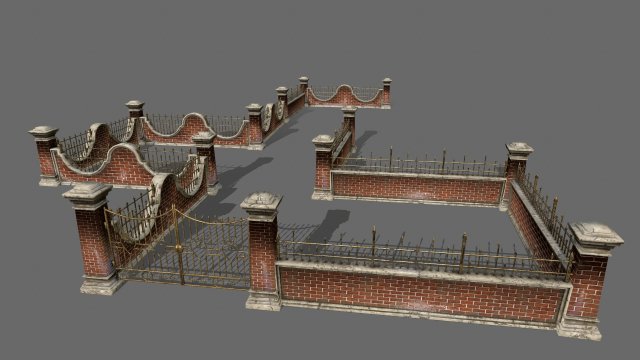 wall set 3D मॉडल .c4d .max .obj .3ds .fbx .stl .blend 