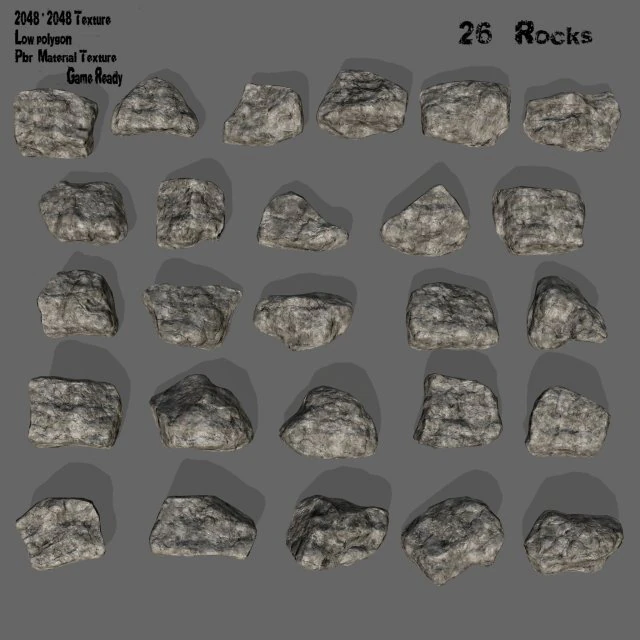 rocks set 3D Model .c4d .max .obj .3ds .fbx .stl .blend