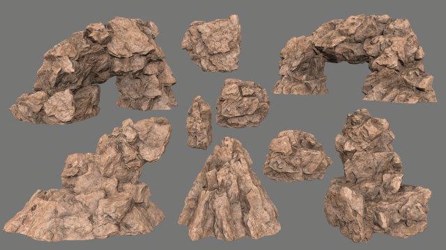 desert rocks 3D 模型 .c4d .max .obj .3ds .fbx .stl .blend 