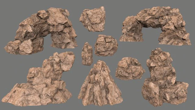 desert rocks 3D Model .c4d .max .obj .3ds .fbx .stl .blend 