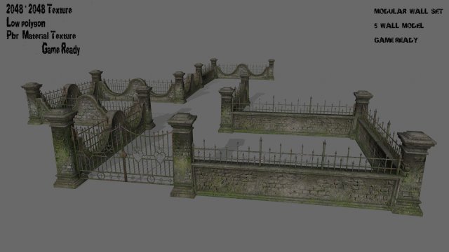 wall set 3D Модель .c4d .max .obj .3ds .fbx .stl .blend