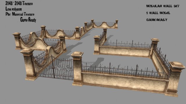 wall set 3D मॉडल .c4d .max .obj .3ds .fbx .stl .blend 