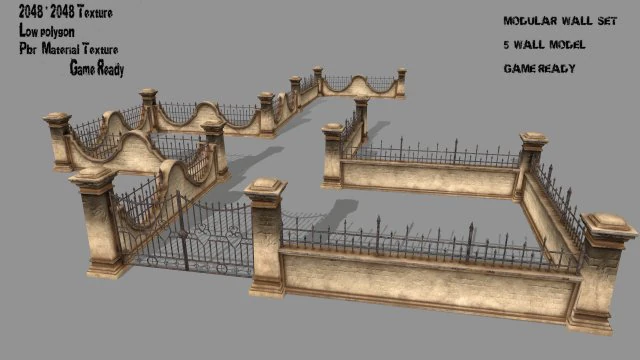 wall set 3D Model .c4d .max .obj .3ds .fbx .stl .blend