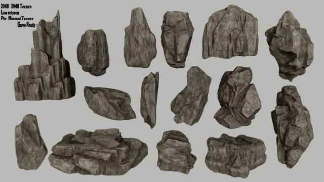 rocks set 3D Model .c4d .max .obj .3ds .fbx .stl .blend 