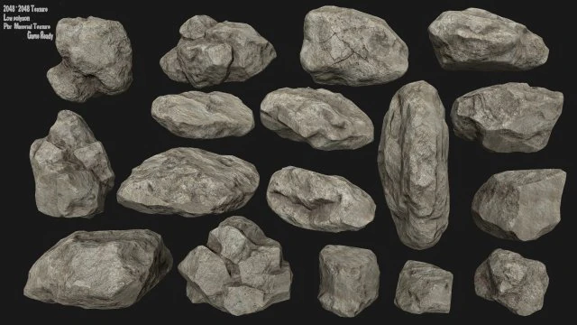 चट्टानें सेट 3D मॉडल .c4d .max .obj .3ds .fbx .stl .blend 