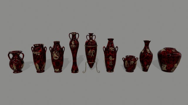 vase set Modello 3D .c4d .max .obj .3ds .fbx .stl .blend