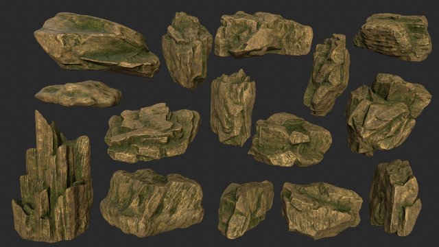 gold rocks 3D मॉडल .c4d .max .obj .3ds .fbx .stl .blend 