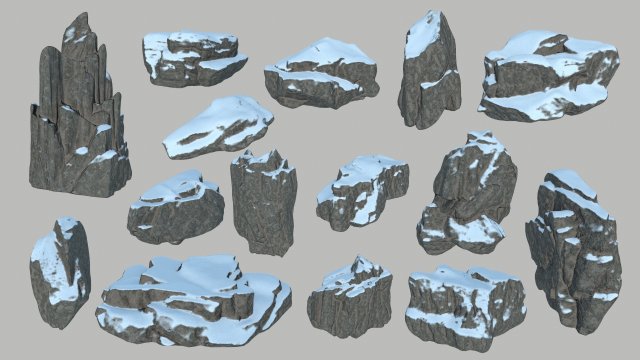 snow rocks Modèle 3D .c4d .max .obj .3ds .fbx .stl .blend 