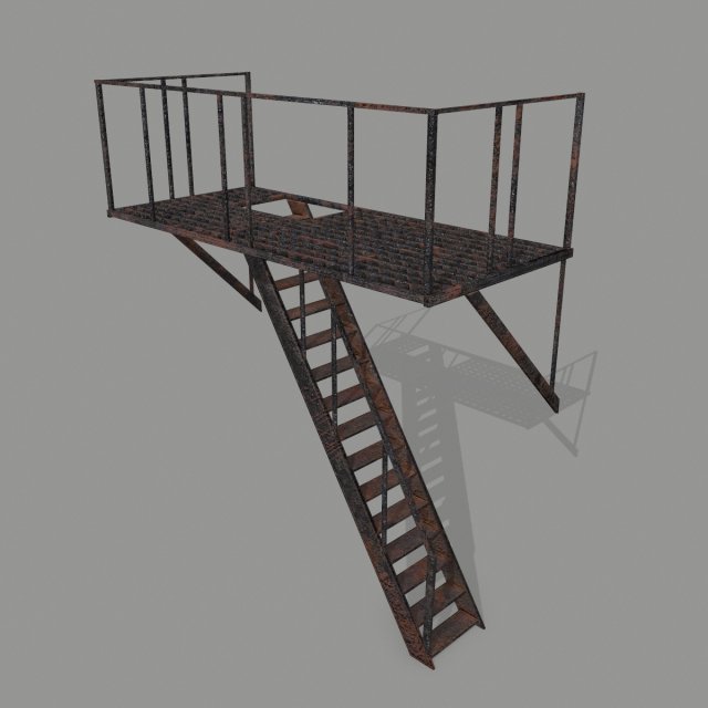 fire escape Model 3D .c4d .max .obj .3ds .fbx .stl .blend 