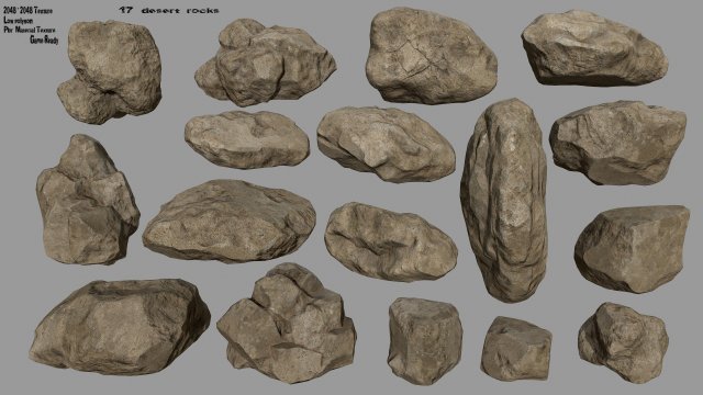 sesert rocks Modello 3D .c4d .max .obj .3ds .fbx .stl .blend