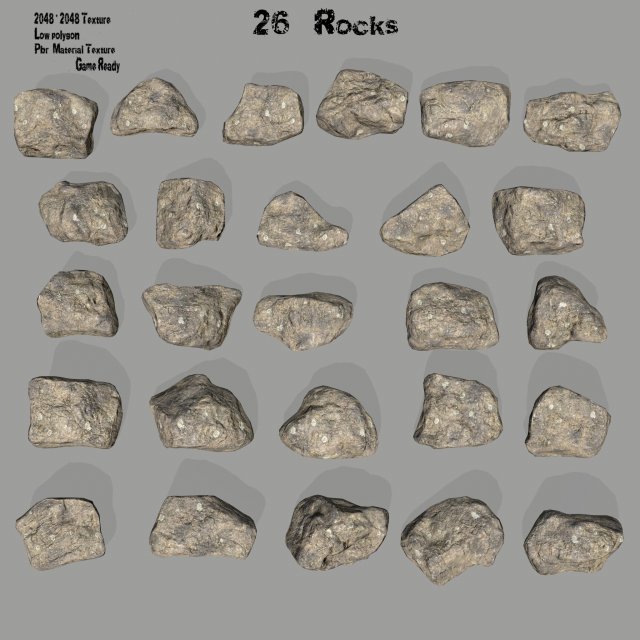 rocks set Model 3D .c4d .max .obj .3ds .fbx .stl .blend