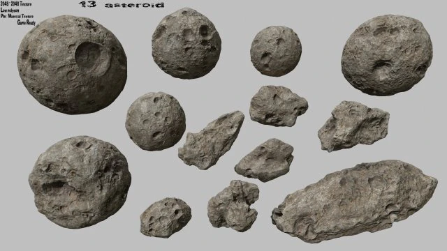 asteroid 3D Model .c4d .max .obj .3ds .fbx .stl .blend 