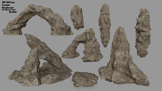desert rocks Modelo 3D .c4d .max .obj .3ds .fbx .stl .blend 