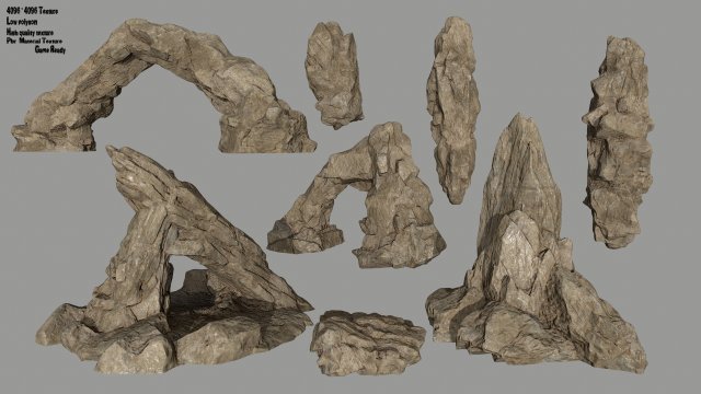 rocks set 3D Model .c4d .max .obj .3ds .fbx .stl .blend