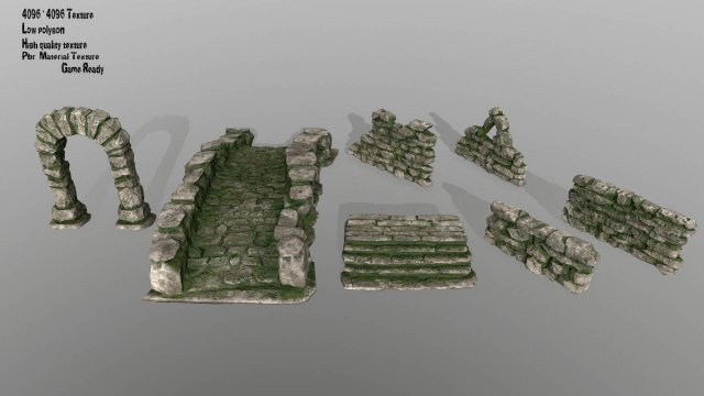 ruin set 3D Модель .c4d .max .obj .3ds .fbx .stl .blend 