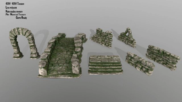 ruin set 3D Model .c4d .max .obj .3ds .fbx .stl .blend 