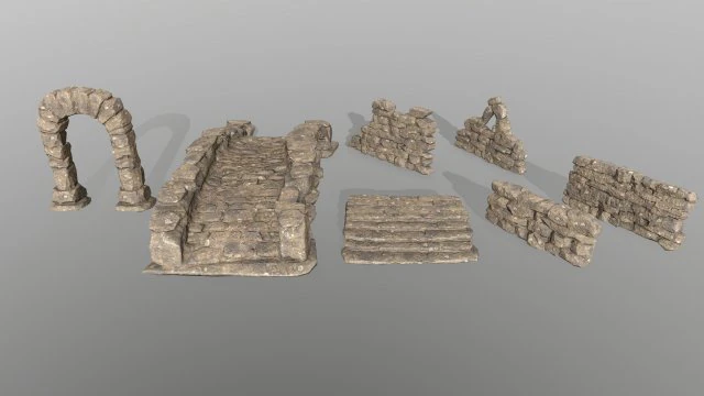 ruin set 3D Model .c4d .max .obj .3ds .fbx .stl .blend 