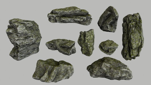 mossy rocks Modèle 3D .c4d .max .obj .3ds .fbx .stl .blend 