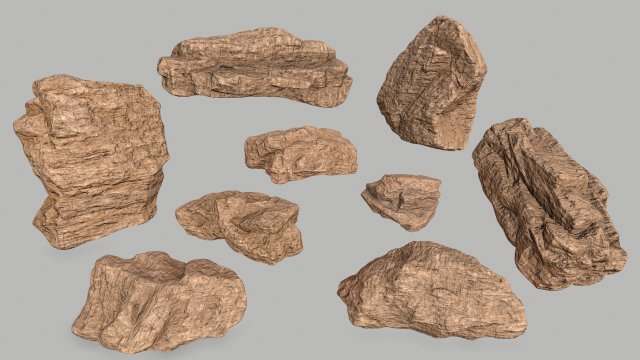 desert rocks 3D 모델 .c4d .max .obj .3ds .fbx .stl .blend 