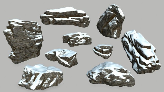 snow rocks 3D-Modell .c4d .max .obj .3ds .fbx .stl .blend 