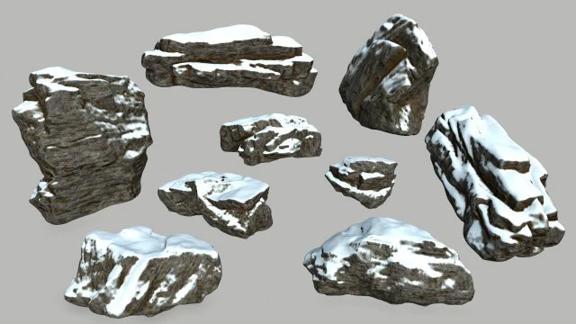 snow rocks 3D Model .c4d .max .obj .3ds .fbx .stl .blend